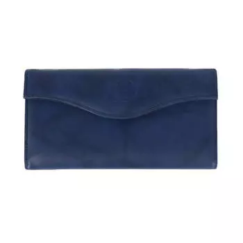 Женский кожаный длинный двухстворчатый кошелек-органайзер с цветочным тиснением Buxton, темно-синий