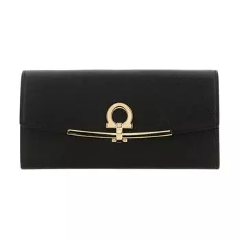 Женский кожаный кошелек-клатчи FERRAGAMO, черный