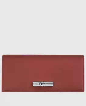 Женский кожаный кошелек Le Roseau на кнопке Longchamp, коричневый