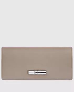 Женский кожаный кошелек Le Roseau на кнопке Longchamp, серый