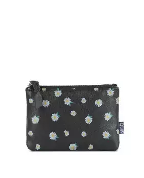 Женский кожаный кошелек Lucerna с защитой от RFID, черные ромашки SKPAT