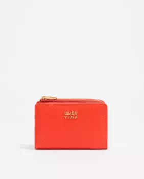 Женский кожаный кошелек на молнии Bimba y Lola, коралловый