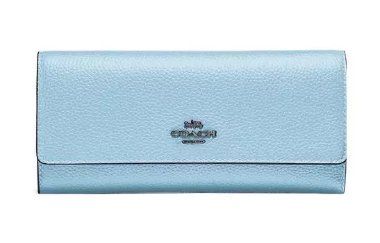 Женский кожаный кошелек однотонного цвета Macaron COACH