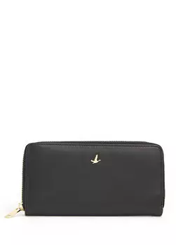 Женский кожаный кошелек с черным логотипом Beymen
