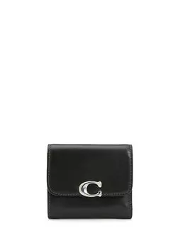 Женский кожаный кошелек с черным логотипом Coach