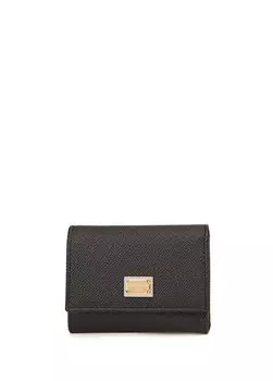 Женский кожаный кошелек с черным логотипом Dolce&Gabbana