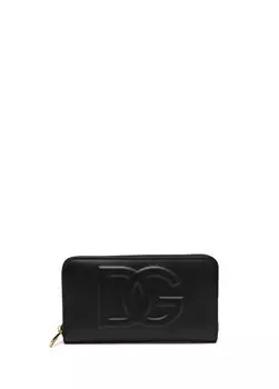 Женский кожаный кошелек с черным логотипом Dolce&Gabbana