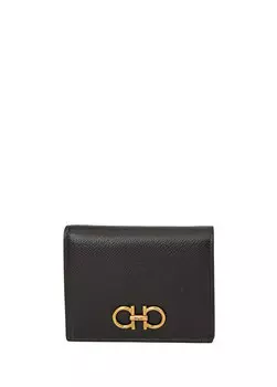 Женский кожаный кошелек с черным логотипом Ferragamo