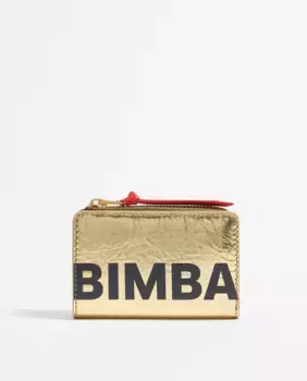 Женский кожаный кошелек с логотипом Bimba y Lola, золотой