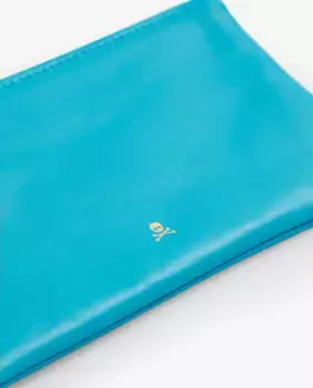 Женский кожаный кошелек с металлизированным логотипом Scalpers, бирюзовый