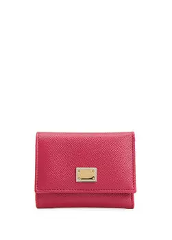 Женский кожаный кошелек с розовым логотипом Dolce&Gabbana