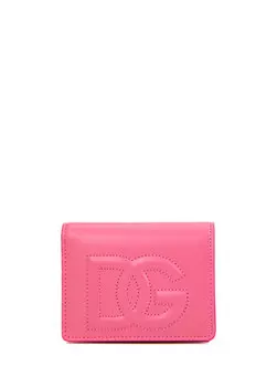 Женский кожаный кошелек с розовым логотипом Dolce&Gabbana