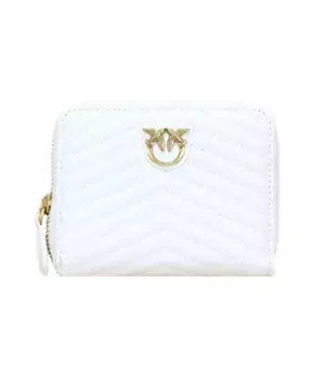 Женский кожаный кошелек с шевроном Pinko, белый