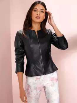 Женский кожаный пиджак "Leather Blazer" Lady, черный