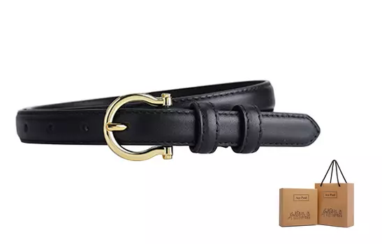 Женский кожаный ремень Ace Paul, Черный + подарочная коробка премиум-класса