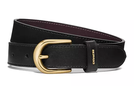 Женский кожаный ремень Coach с надписью, черный