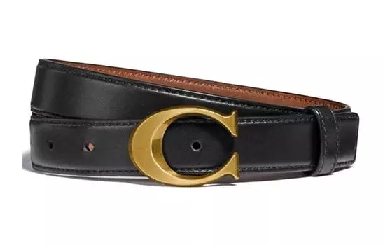 Женский кожаный ремень Coach с логотипом, черный/коричневый