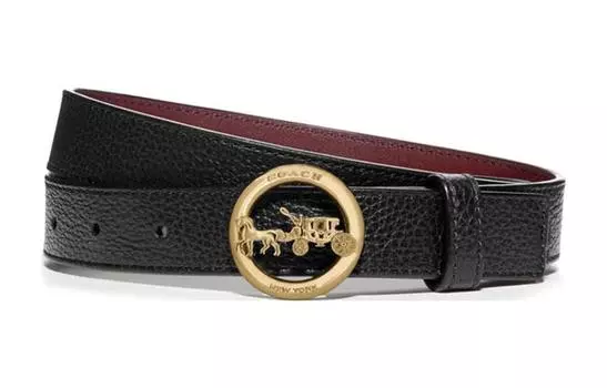 Женский кожаный ремень Coach с круглой пряжкой, черный