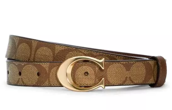 Женский кожаный ремень Coach с принтом, коричневый