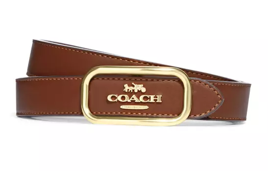 Женский кожаный ремень Coach с логотипом, золотой/коричневый