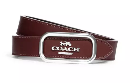 Женский кожаный ремень Coach с логотипом, бордово-коричневый
