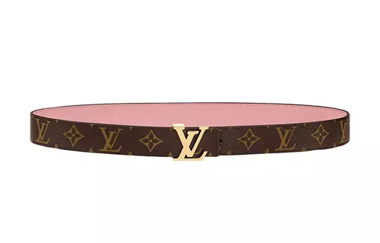 Женский кожаный ремень Louis Vuitton, темно-коричневый/розовый