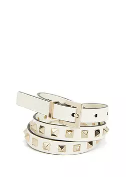 Женский кожаный ремень rockstud ecru Valentino Garavani