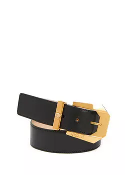 Женский кожаный ремень с черной пряжкой с логотипом Versace