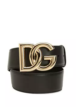 Женский кожаный ремень с черной пряжкой с логотипом Dolce&Gabbana