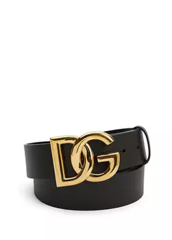 Женский кожаный ремень с черной пряжкой с логотипом Dolce&Gabbana
