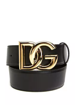 Женский кожаный ремень с черной пряжкой с логотипом Dolce&Gabbana