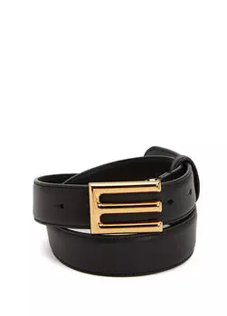 Женский кожаный ремень с черным логотипом Etro