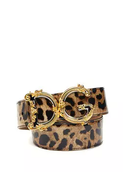 Женский кожаный ремень с леопардовым узором Dolce&Gabbana