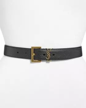 Женский кожаный ремень с логотипом Saint Laurent