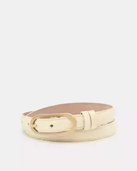 Женский кожаный ремень с овальной пряжкой Lottusse, белый