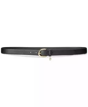 Женский кожаный ремень с подвеской и штриховкой Lauren Ralph Lauren, черный