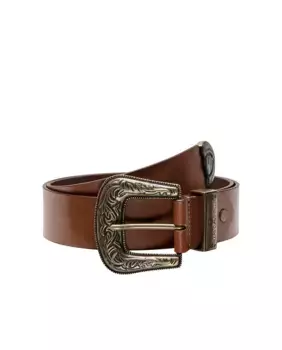 Женский кожаный ремень с пряжкой Only, коричневый