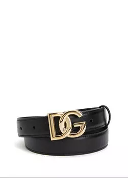 Женский кожаный ремень с пряжкой с логотипом Dolce&Gabbana, черный