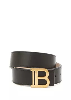 Женский кожаный ремень с пряжкой с логотипом Balmain, черный