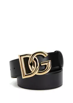 Женский кожаный ремень с пряжкой с логотипом Dolce&Gabbana, черный