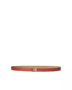 Женский кожаный ремень с RL на пряжке Lauren Ralph Lauren, коричневый