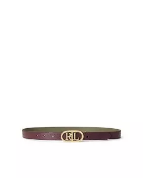 Женский кожаный ремень с RL на пряжке Lauren Ralph Lauren, коричневый