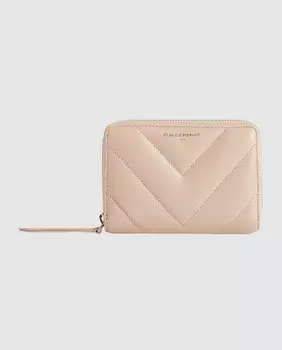 Женский кожаный стеганый кошелек бежевого цвета Claudie Pierlot, бежевый