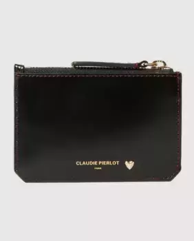 Женский кожаный визитник с золотым сердцем Claudie Pierlot, чёрный