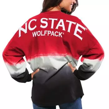 Женский красный Джерси Spirit с длинными рукавами и омбре NC State Wolfpack, окрашенный погружением