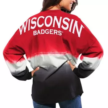 Женский красный джерси Wisconsin Badgers с длинными рукавами и омбре, окрашенный погружением Spirit Spirit Jersey, цвет Wis Red