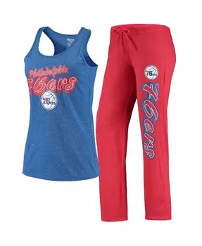 Женский красный комплект для сна из майки и брюк Royal Philadelphia 76ers Racerback Concepts Sport