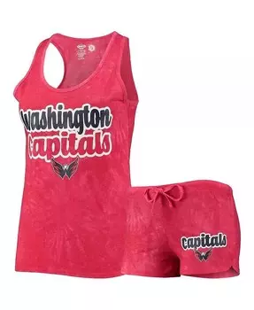 Женский красный комплект из майки и шорт Washington Capitals Billboard Racerback Concepts Sport, красный