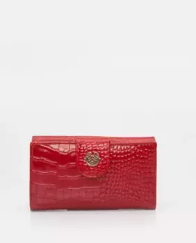 Женский красный лакированный кошелек из кокосовой кожи Laura Valle