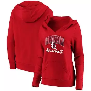 Женский красный пуловер с капюшоном Fanatics St. Louis Cardinals Victory с перекрестным вырезом и принтом Fanatics